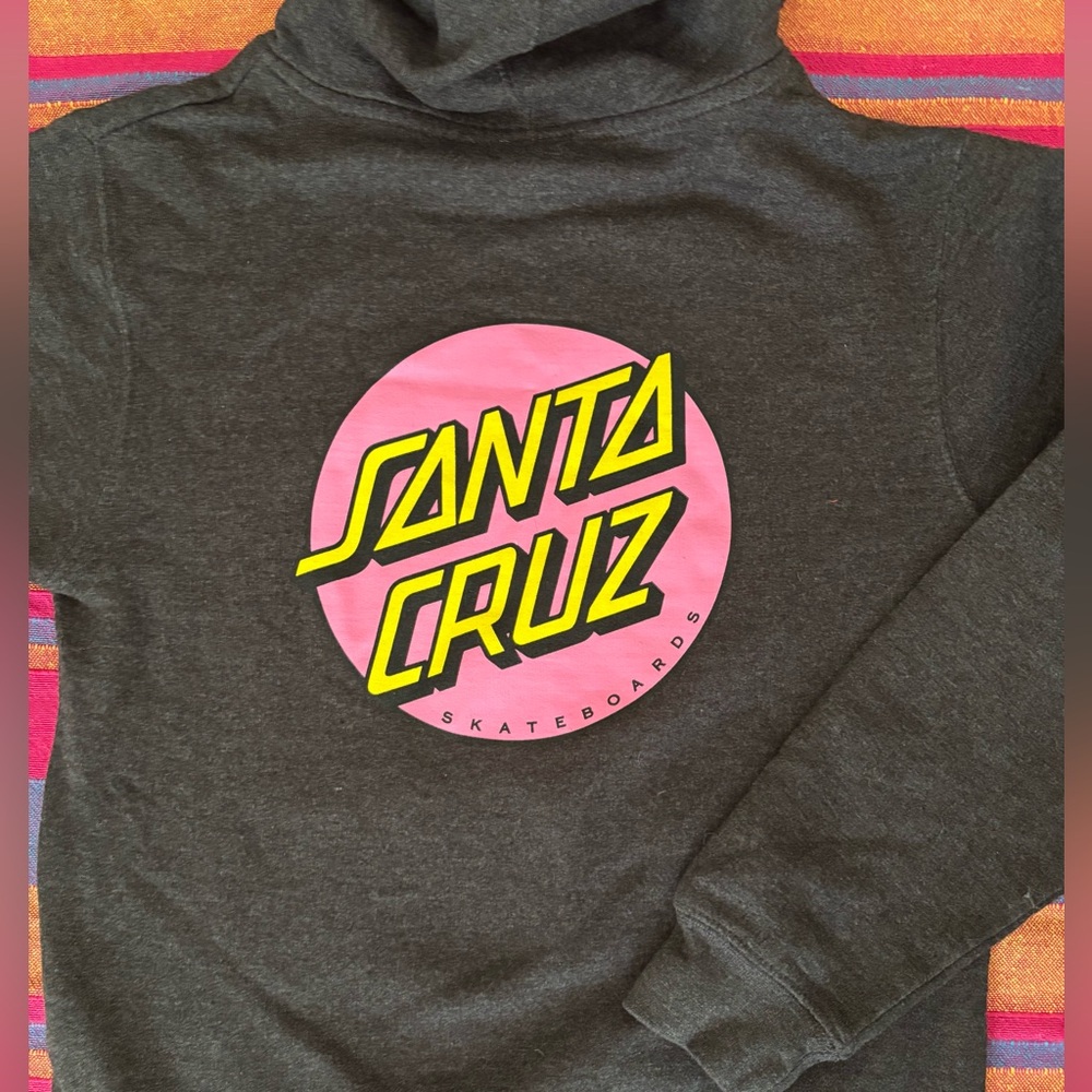 Santa Cruz Gray Hoodie with Pink Logo